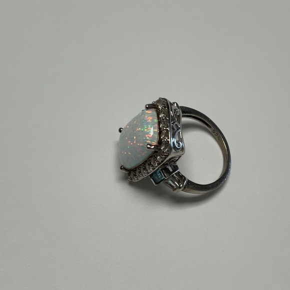 Vintage sterling silver synthetic opal with CZ ,s - Picture 5 of 5